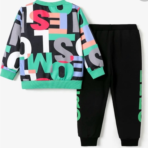 Patpat 2-piece Toddler Boy Letter Print Pullover Sweatshirt and Pants Casual Set - Picture 4 of 14